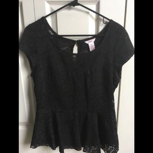 Black lace peplum blouse